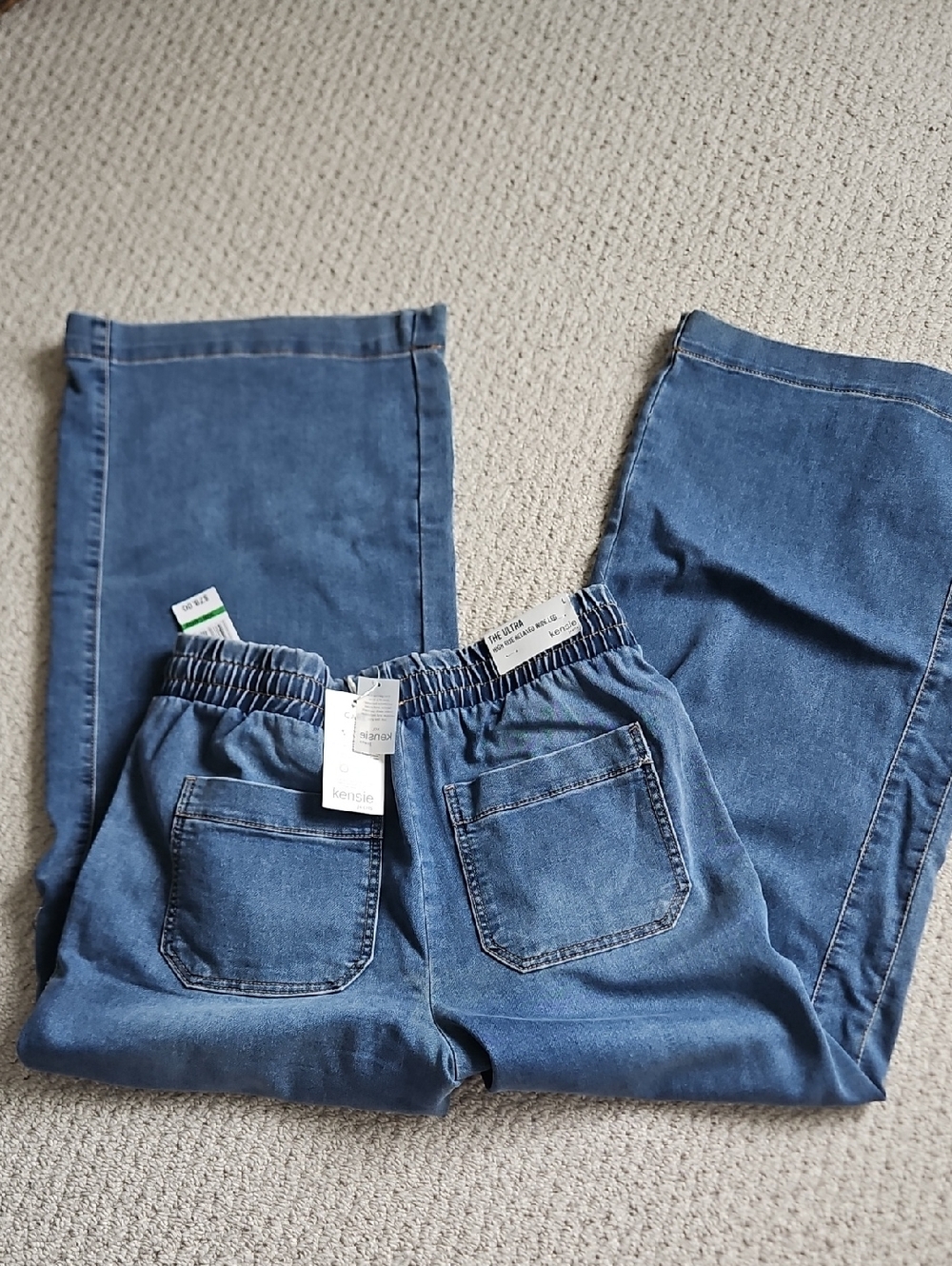 Kensie Relaxed Wide Leg Women Jeans with Drawstring - Picture 8 of 12